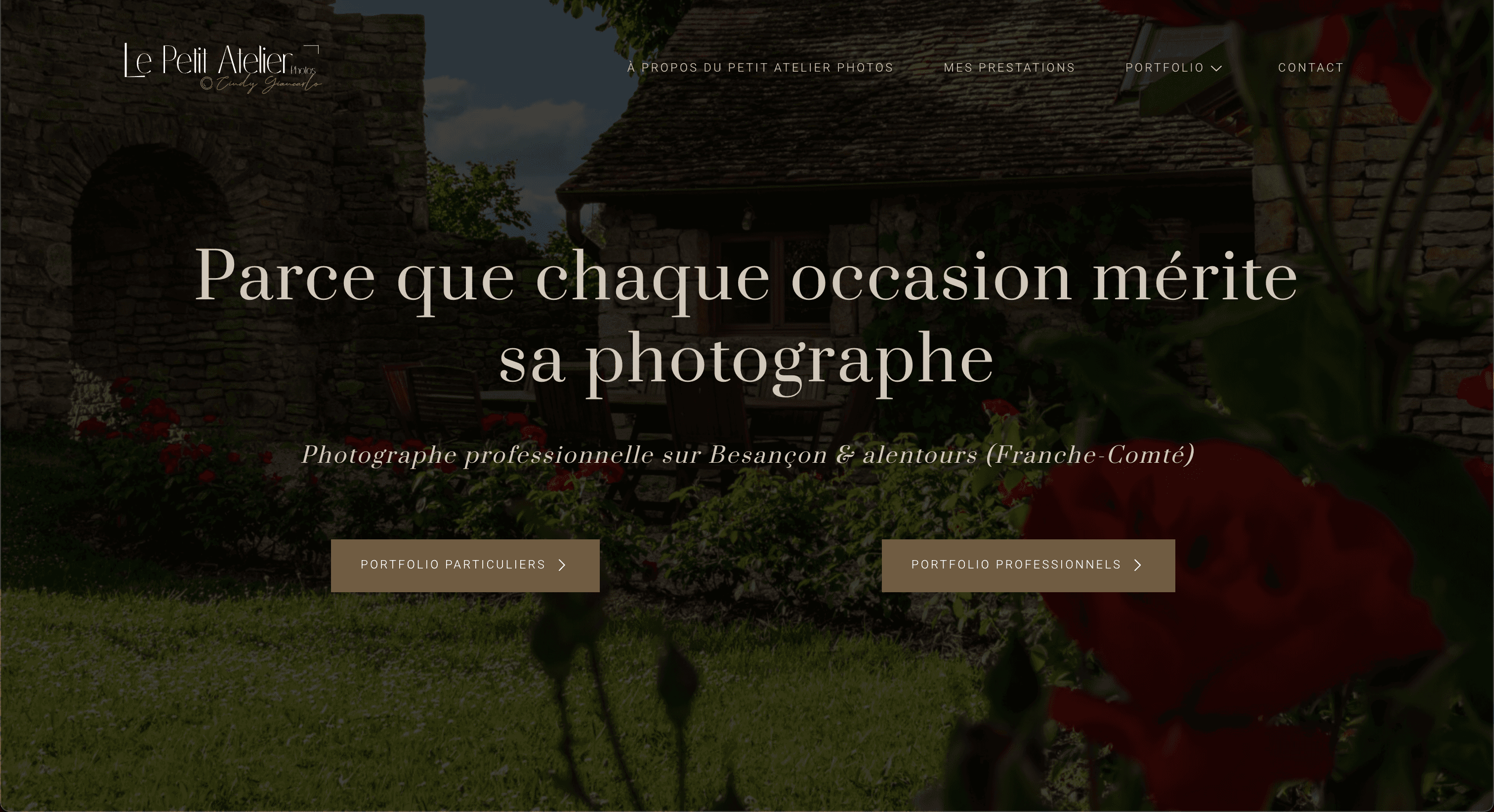 Capture d'écran du site vitrine réalisé par notre agence pour le Petit Atelier Photos